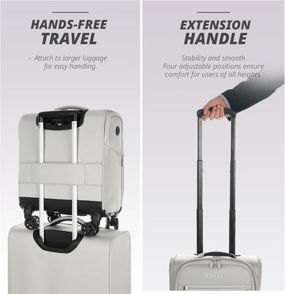 Verage Under Seat Luggage with Wheels, Softside Small Suitcase Spinner Carry On Luggage Bags for Airlines Airplanes Short Trip Men Women (Cloud Gray, 14-Inch Underseat)