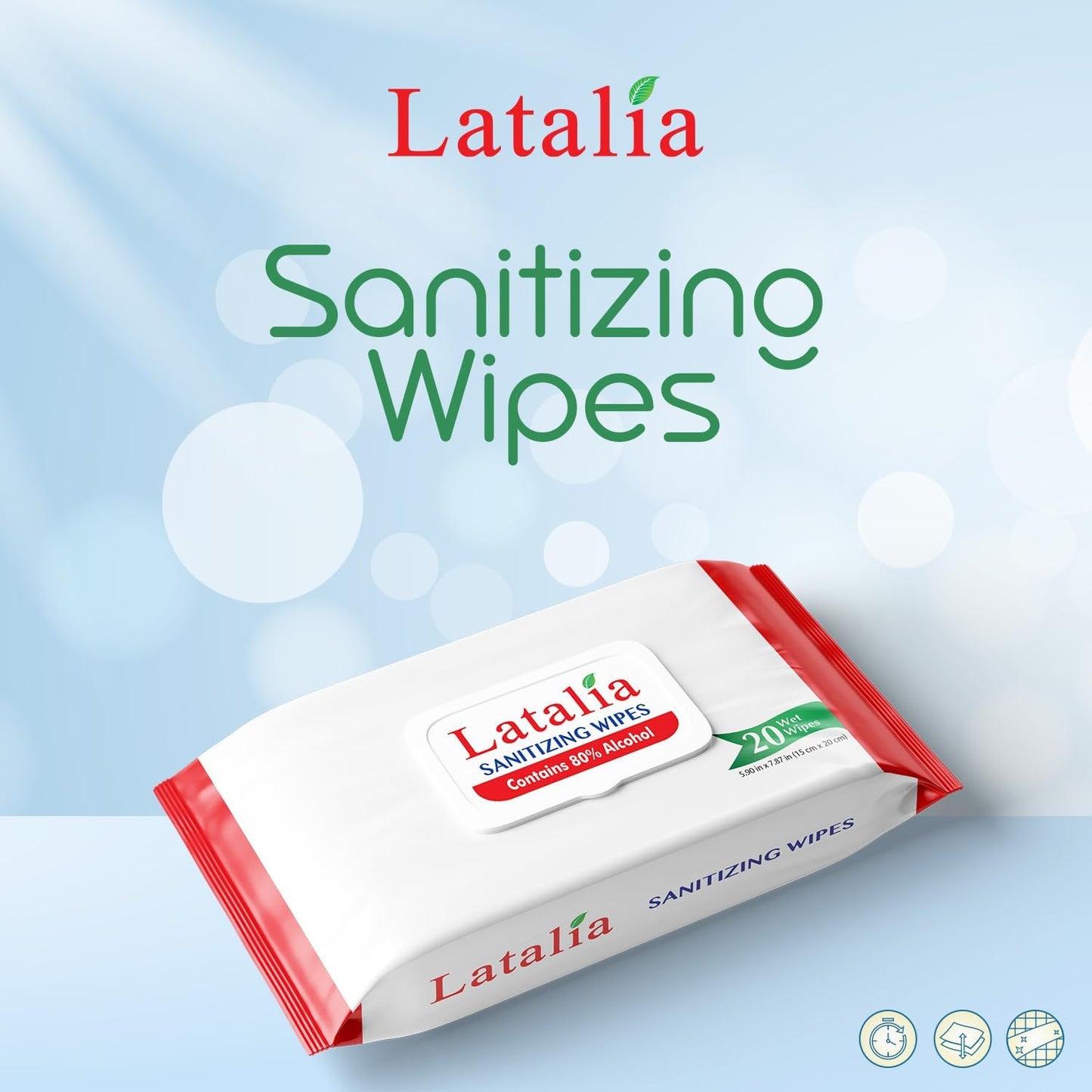 Hand Wipes | 80% Alcohol Hand Sanitizer Wipes for Hands & Face Moisturizing, Gentle, Convenient and Fragrance Free (Pack of 4, 20 Counts)