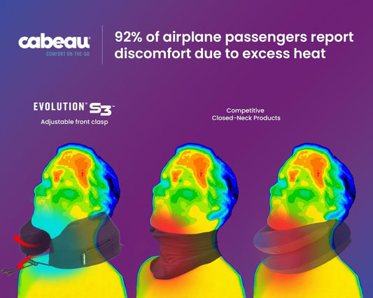 Cabeau Airplane Travel Pillow for Long Flights - Evolution S3 - Supportive Memory Foam with Seat Straps to Secure Your Head and Neck and Provides 360° Support (Jet Black)