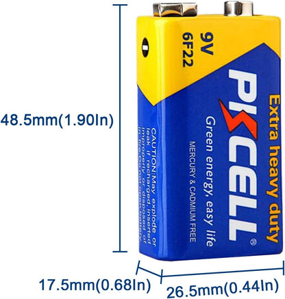 PKCELL 9V Dry Battery (100 Count)– Ultra Long-Lasting 9 Volt Carbon Zinc Battery, 3-Year Shelf Life, Leak-Proof 9V Battery for Smoke Detectors