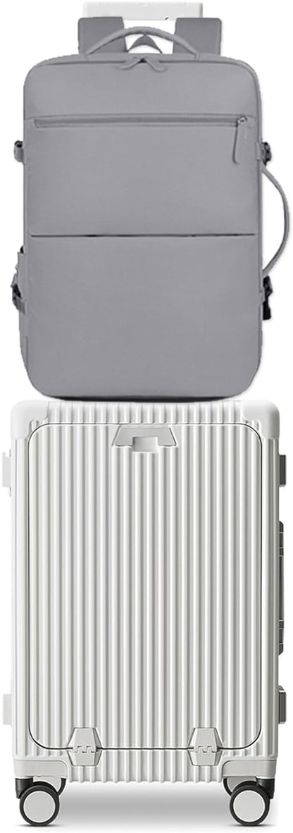 feilario 2 Piece Set 24in Aluminium Frame PC Hard Shell Spinner Wheels Luggage, Built-In TSA lock Carry on Suitcase, with Cup Holder, USB Port, Phone Holder