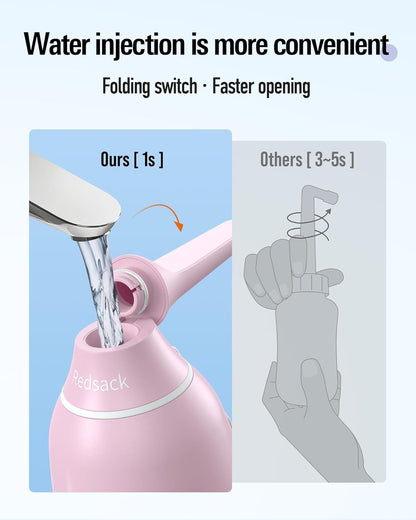 Portable Handheld Bidet Sprayer for Toilet - Unisex High-Pressure Personal Hygiene Bottle, 400ml/13.5oz Large Capacity with Quick-Fill, Collapsible & BPA-Free, Includes Wall Hook (Pink)