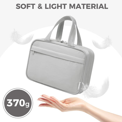 Toiletry Bag For women,Portable Hanging Organizer,4 Leakproof Compartment for full-sized Conditioner, Brushes Set, Makeup Accessories,Visible and easy to access.M-grey
