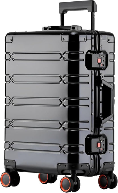 WEICHEN All Aluminum Magnesium 22 inch Carry On Luggage with Spinner Wheels and TSA Lock, Hard Case Luggage Carry On Suitcase 22x14x9 Airline Approved (Black, 24 in Checkin)