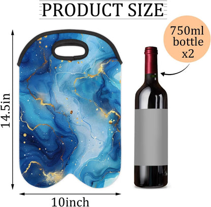 Wine Carrier Tote Personalized Bag for 2 Bottles - Neoprene Wine Bottle Holder with Carry Handle, Wine Protective Bag Insulated Bag Beer Cans Water Bottle Holder for Travel Picnic,Style18