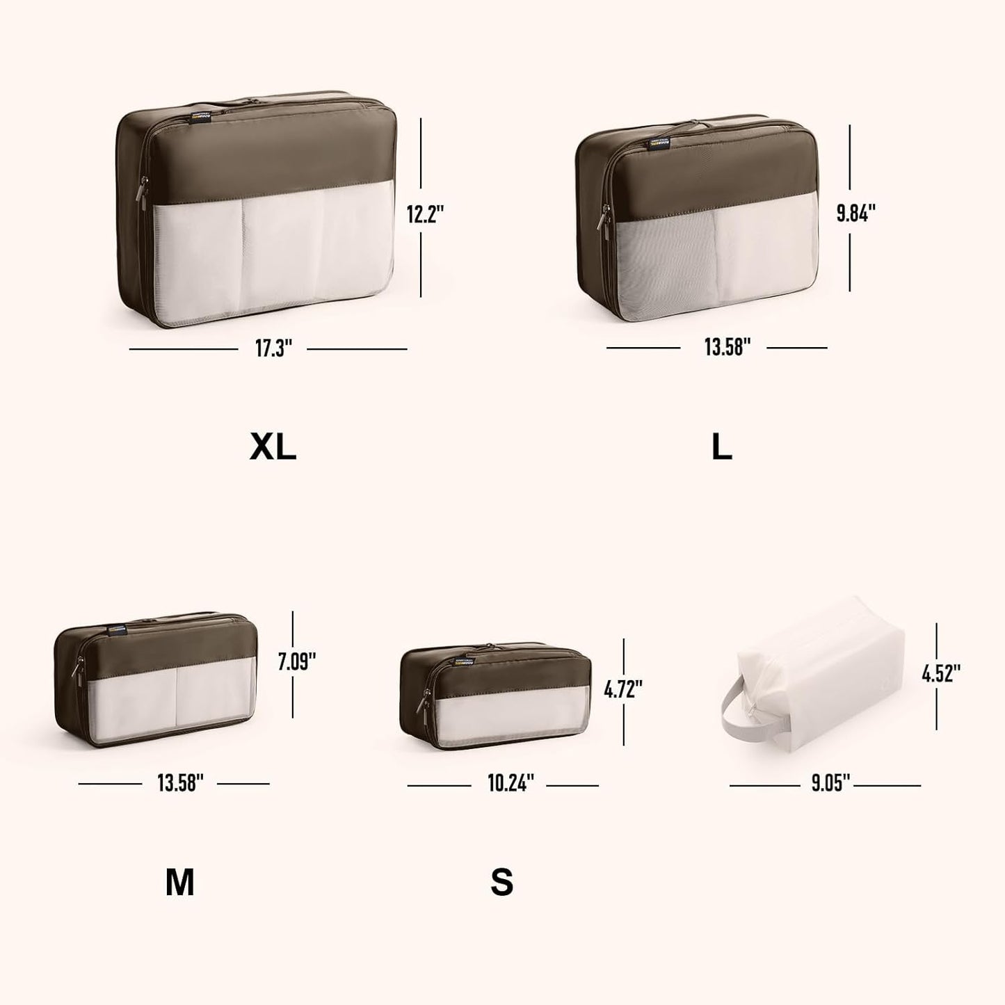 6 Set Compression Packing Cubes for Travel Essentials, Luggage Organizers for Suitcases (Charcoal Gray)