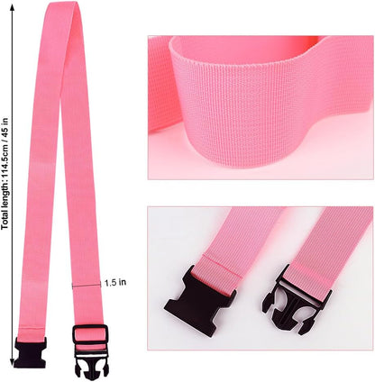 4Pack Luggage Straps for Suitcases, Travel Connector for Carry On Bag, Add Bag to Connect Two Suitcases, Adjustable Belt Attachment Accessories for Connect Your 3 Luggages, Pink