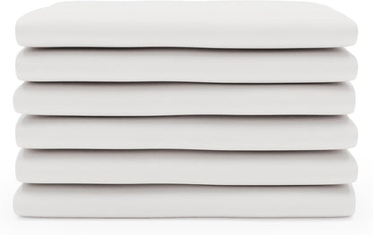Foundations Compact Travel Sleeper Folding Hotel Crib and Sheet Bundle - Includes Natural Wooden Mini Crib with 2" Foam Mattress and 6-Pack White Fitted Compact Sheets
