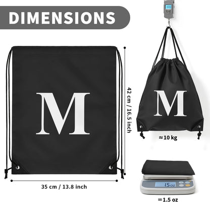 ZOMFELT 6Pcs Drawstring Backpack Drawstring Gym Bags, Foldable Draw String Backpack with Multiple Colors and Letters, Lightweight Polyester Cinch Bag for Gift, Beach, Sports, Travel, Swim (Letter M)