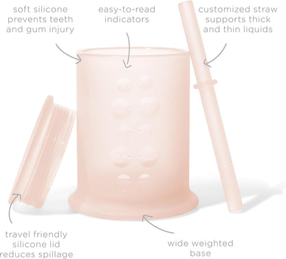 Olababy Silicone Training Cup with Straw Lid | Babies Water Drinking Cup | 6+ Mo Infant To 12-18 Months Toddler | Sippy Cup For Kids & Smoothie Cup | Baby Led Weaning (Coral, 5 oz)