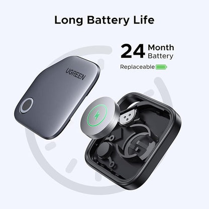 UGREEN FineTrack Smart Finder Compatible with Apple Find My (iOS Only) 2-Year Replaceable Battery Bluetooth Tracker Tags, Item Finder Smart Tag for Key Luggage Passport with Alarm& Left-Behind Remind