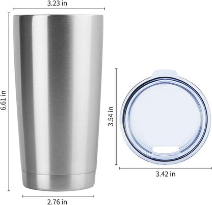 DOMICARE 20oz Stainless Steel Tumbler Bulk with Lid, Double Wall Vacuum Insulated Travel Mug, Powder Coated Coffee Cup, Stainless Steel, 12 Pack