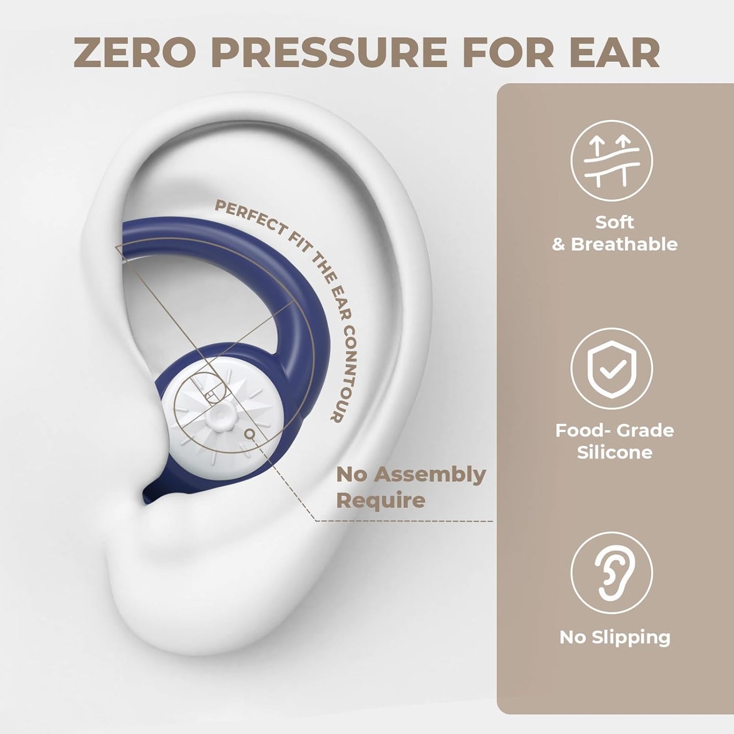 Ear Plugs for Sleeping: Reusable Earplugs for Sleep, Snoring Blocking, Concert, Travel, Airplane, 2 Pairs Washable Soft Silicone Noise Cancelling Ear Plugs (Sapphire Blue)