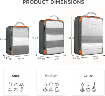 Cipway Mesh Compression Packing Cubes, Ultralight See Through Luggage Organizer Bags, Travel Essentials for Carry on Suitcase （3Pcs,Grey）