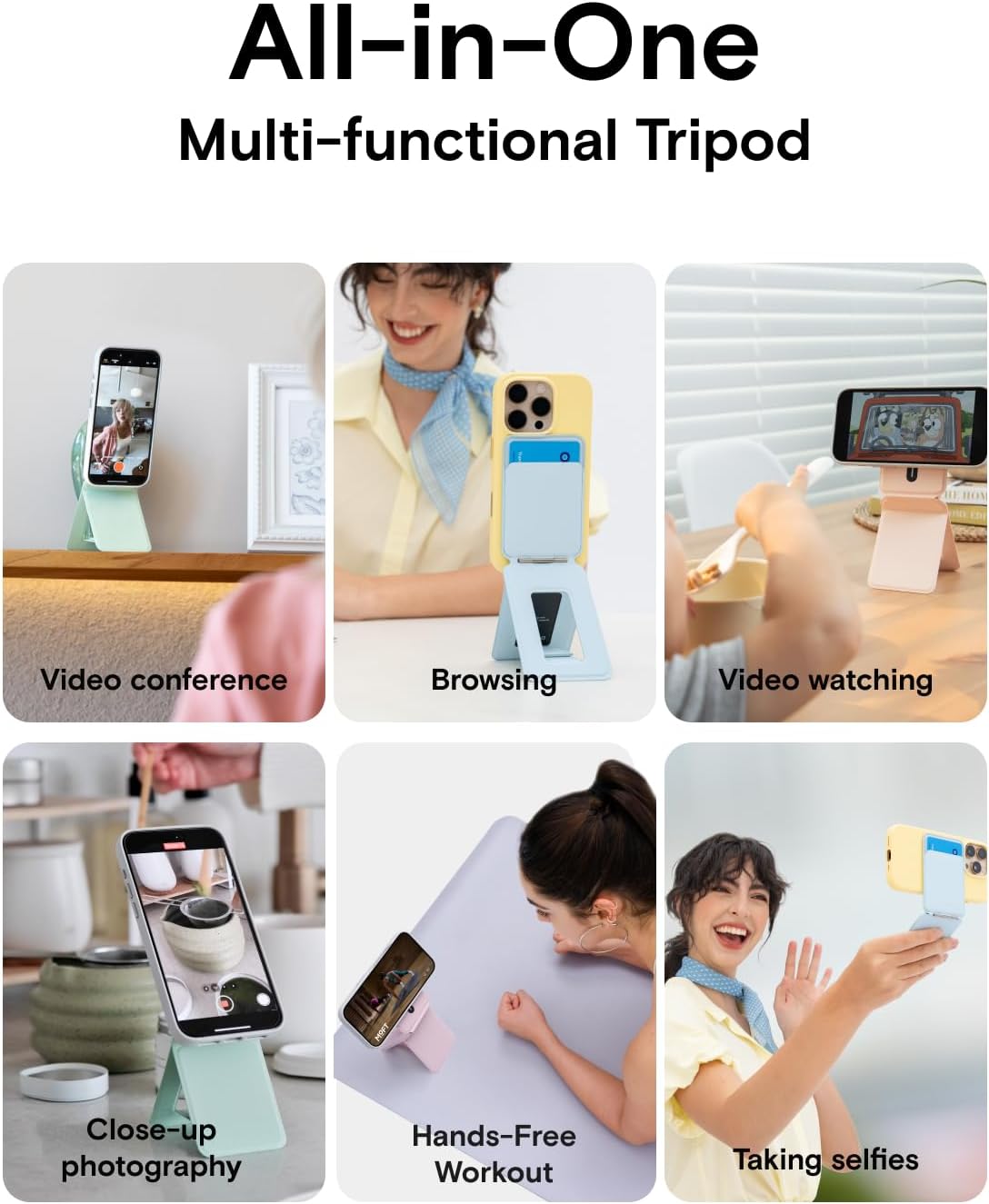 MOFT Phone Tripod Wallet for iPhone, Mulit-Angles, Lightweight & Portable Phone Stand, MOVAS Vegan Leather Magnetic Wallet, Strong Magnets, NFC Card Holder,Travel Essential, Peach pink(With Card Slot)