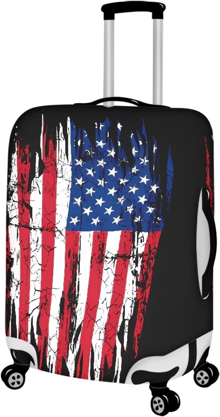 USA Flag Star Stripes Flag Luggage Covers Protector Elastic Spandex Baggage Case Fit 22-25 Inch, 4th of July Independence Day, American Flag Travel Suitcase Cover, Patriotic Flag