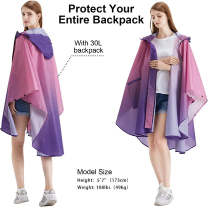Rain Poncho Jacket Coat Hooded Zipper Style for Women/Men/Adult with Pocket