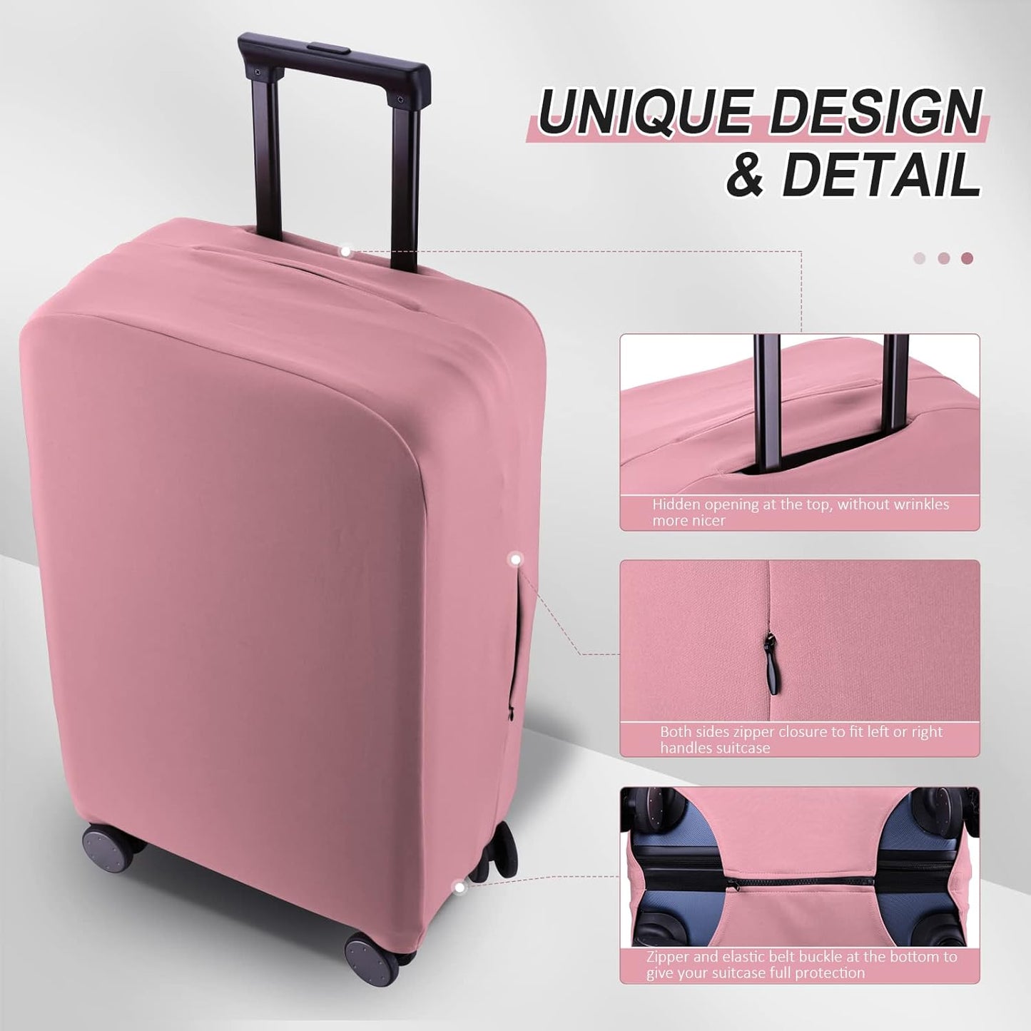 Travel Luggage Cover - Scratch-Resistant Fit 19-31 Inch, Pink (S(19-21 inch))