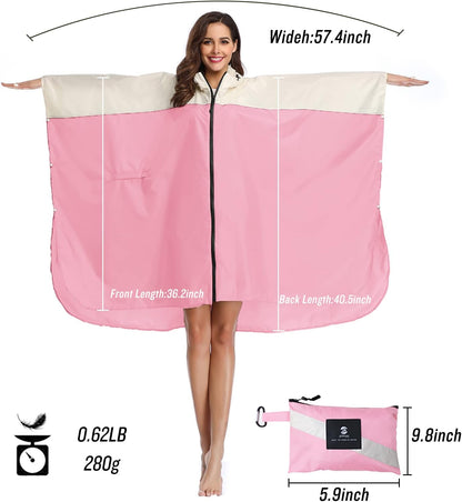 SaphiRose Unisex Rain Poncho Hooded Waterproof Raincoat for Adults Women