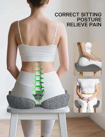 Seat Cushion, SC 150G Seat Cushions for Office Chairs, Car Seat, Wheelchair - Sciatica & Tailbone & Coccyx Pain Relief Pillow for Driver Sedentary People（Size:19.6 * 16.6 * 3.7 in-Grey）