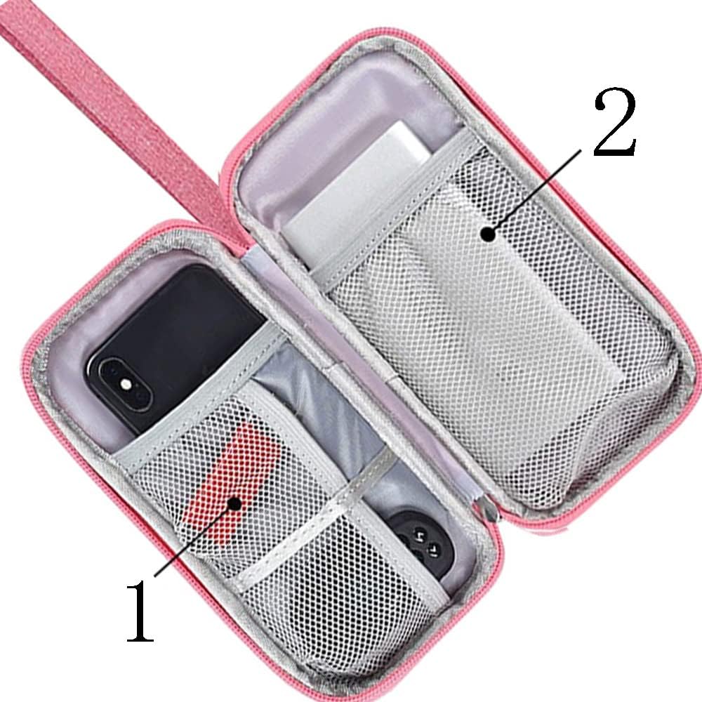 Electronics Accessories Organizer Pouch Bag, Universal Travel Digital Accessories Storage Bag for Portable Charger, Cables, Earphone, iPhone, Cord, Customize Inside with Dividers, Pink