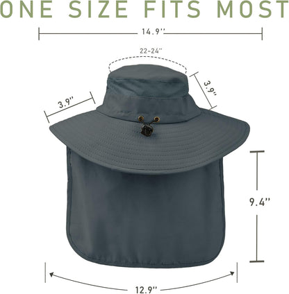 Fishing Hat Breathable Wide Brim Sun Hats with Neck Flap Bucket Hat Outdoor Safari Hat for Men Women UPF 50+ Sun Protection