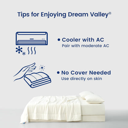 Dream Valley® Outlast® Deepsleep Cooling Comforter, Full/Queen Size, NASA-Grade Space Technology Cooling Blanket for Hot Sleepers Night Sweats, Q-Max > 0.45 Aerocool™ Breathable Ivory, 90"x90"
