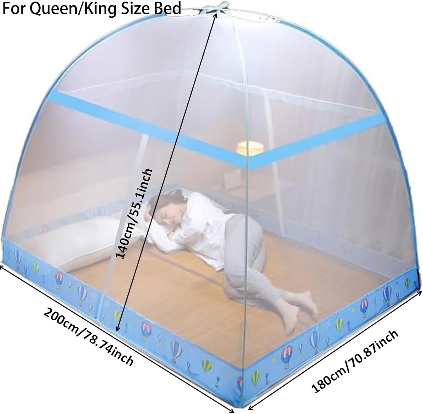 Pop-Up Mosquito Net Tent for Beds, Portable Folding Design with Net Bottom Bedroom and Outdoor Trip for Baby Adults, Easy to Install and Wash for Twin to King Size Bed 79 x71x59 inch (Pink)