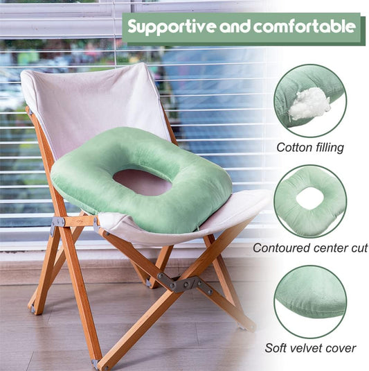 Stuffed Donut Pillow Seat Cushion | for Tailbone and Coccyx Pain, Hemorrhoids, Bed Sores, Pregnancy, Prostate, Surgery Recovery, Sitting Pressure Relief, for Home, Office and Car (Moss Green)