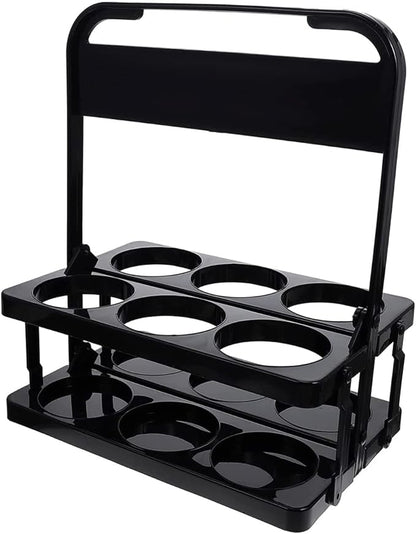 Plastic Foldable Cup Holder, Black, 13 inches, Holds 6 Beverages, Portable for Delivery, Takeout, Camping and Travel