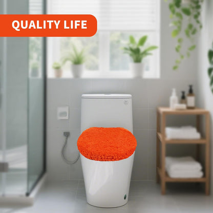 Microfiber Elongated Toilet Seat Cover 19.5"x 15" Machine Washable Solid Toilet Lid Cover Adjustable Rubber Backing Fits Most 18-19.5" L x 14-16" W Elongated Toilet Seat