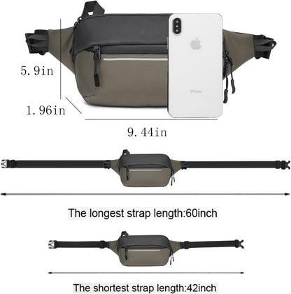 Crossbody Fanny Pack Belt Bag for Women & Men with Multi-Pockets, Waterproof Sling Bag for Travel, Running, Hiking, Cycling, Fashion Waist Bag Fits All Phones, Perfect Running Bag