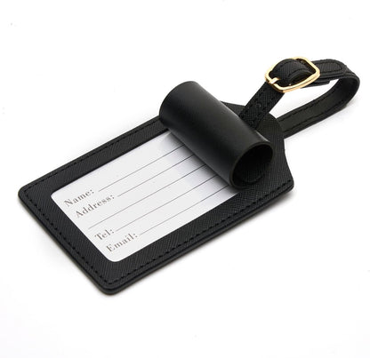 Luggage Tags in PU Leather: Set of 2 for Handbags, Bags & Suitcases - with Name Card & Privacy Cover