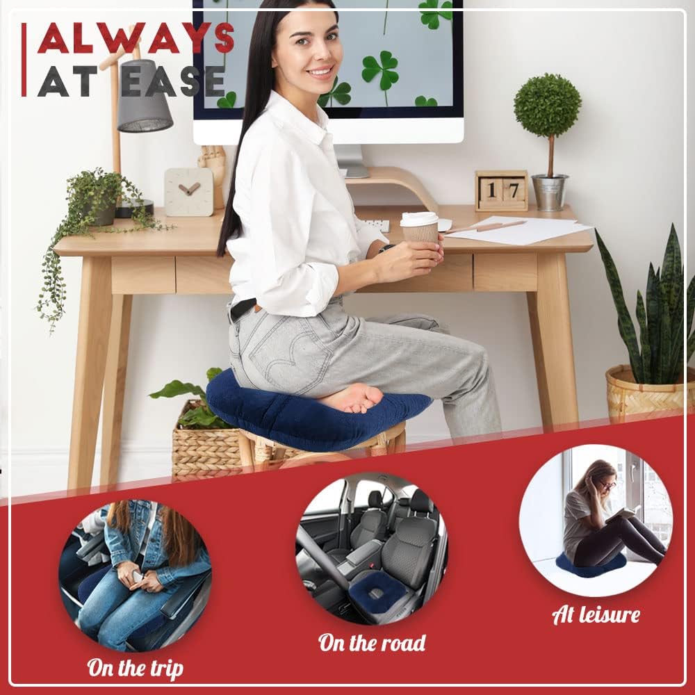 Stuffed Donut Pillow Seat Cushion | for Tailbone and Coccyx Pain, Hemorrhoids, Bed Sores, Pregnancy, Prostate, Surgery Recovery, Sitting Pressure Relief, for Home, Office and Car (Dark Blue)