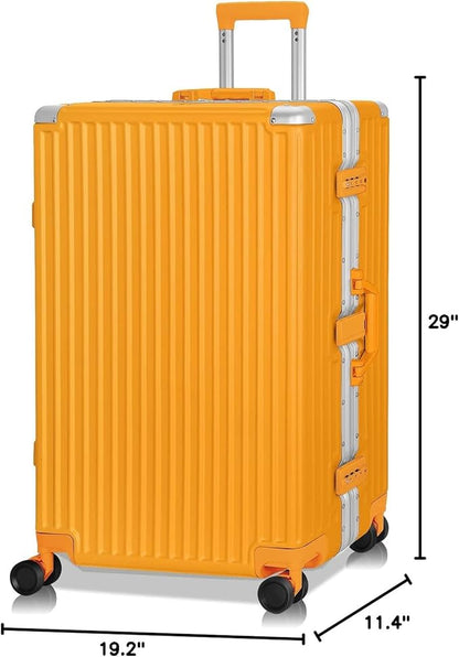 AnyZip Luggage Aluminium Frame Suitcase Hard Shell TSA Lock No Zipper 28In Orange