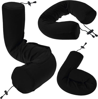 Dot&Dot Twist Memory Foam Travel Pillow for Airplanes - Travel Neck Pillow for Sleeping - Airplane Pillow for Neck Support - Adjustable, Bendable Neck Roll Pillow