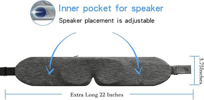 ALASKA BEAR Headphone Cotton Headband Bluetooth 5.2 HD Stereo Noise Reduction Eye Contour Built-in Cotton Sleep Mask with Thin Speakers Wireless Audio Sound Sports Headgear(Cool Gray)