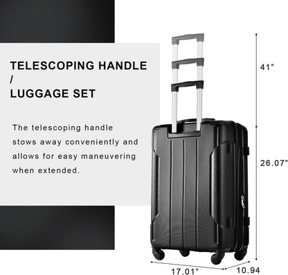 Merax Luggage Sets of 2 Suitcases With Wheels, Expandable and Lightweight, TSA Lock, Hardside Spinner Carry On Luggage (20 28 inch Black)