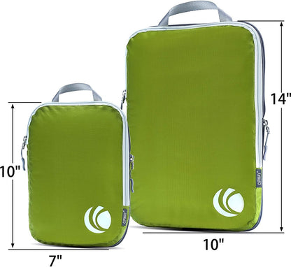 Cipway Compression Packing Cubes Set, Ultralight Expandable Travel Packing Organizers for Carry on Luggage (Green 6pcs)