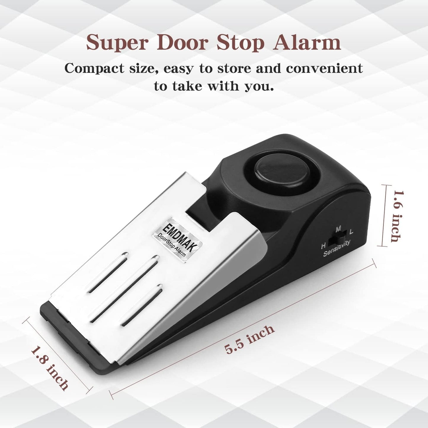 EMDMAK Door Stop Alarm with 120DB Siren Door Stop for Home & Travel (Black) (Pack of 4)