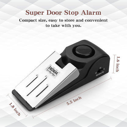 EMDMAK Door Stop Alarm with 120DB Siren Door Stop for Home & Travel (Black) (Pack of 1)