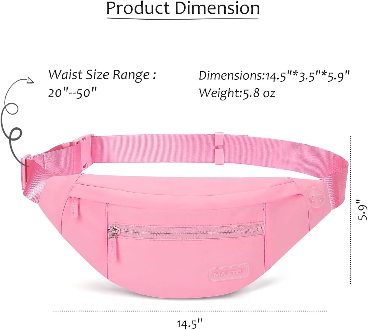 MAXTOP Large Crossbody Fanny Pack with 4-Zipper Pockets,Gifts for Enjoy Sports Festival Workout Traveling Running Casual Hands-Free Wallets Waist Pack Phone Bag Carrying All Phones