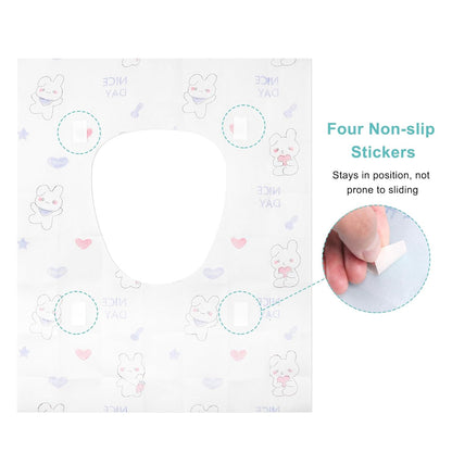 50 Packs Toddler Toilet Seat Covers Disposable, Disposable Toilet Seat Covers for Travel Waterproof Non-Woven, Travel Essentials for Kids Toddlers Potty Training (Individual Package)