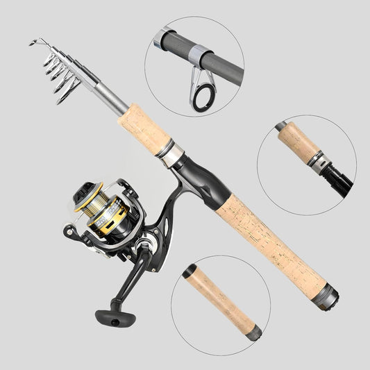 Carbon Fiber Fishing Pole Combo Set - 2.1m/6.89ft Spinning Reel, 145pcs Accessories Kit for Saltwater & Freshwater Fishing