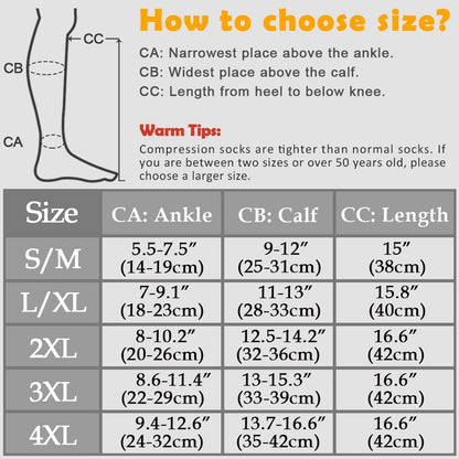 CASMON 2 Pairs Zipper Compression Socks for Women & Men, 15-20 mmHg Closed Toe Knee High Support Sock with Zipper for Varicose Vein Edema