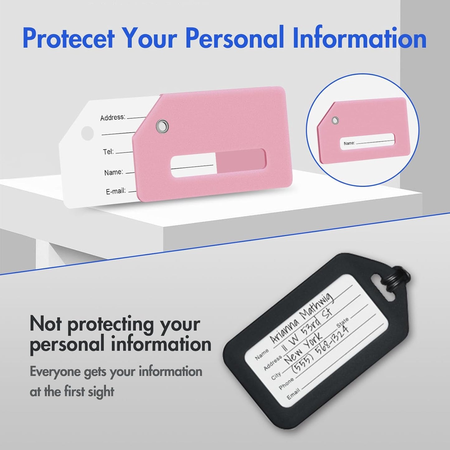 Luggage Tag for Suitcases, Quickly Spot 8 Pack Luggage Identifier Tags, Travel Accessories Name Tags for Backpacks, Suitcases, Travel Bags, Baggage, Cruise - Flexible Silicone(Pink)