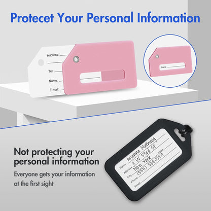 Luggage Tag for Suitcases, Quickly Spot 8 Pack Luggage Identifier Tags, Travel Accessories Name Tags for Backpacks, Suitcases, Travel Bags, Baggage, Cruise - Flexible Silicone(Pink)