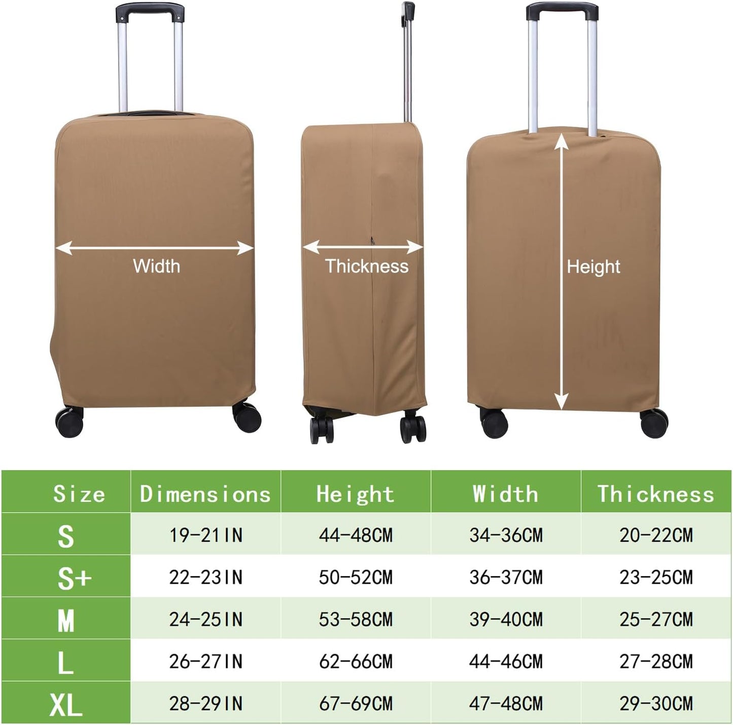 PATIKIL Luggage Cover, Suitcases Covers Elastic Carry on Cover Protector Washable Scratch-Resistant Fits 19-21 Inch Luggage for Travel Business Trips, Khaki