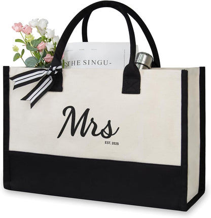 TOPDesign Canvas Tote Bag, Bridal Shower Gifts for Bride, Wedding Bachelorette Bride Gifts Shoulder Bag