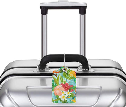Set of 2 Luggage Tag for Suitcases Tie dye PU Leather Luggage Tag with Full Back Privacy Name ID Card Fun Laggage Tags